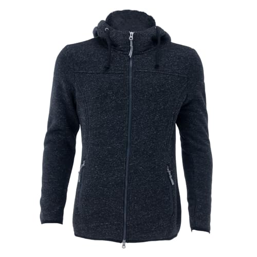 Blue Wave Damen Fleecejacke Meike mit Kapuze - Strickfleece-Jacke mit Teddy-Futter in Anthrazit Größe 48