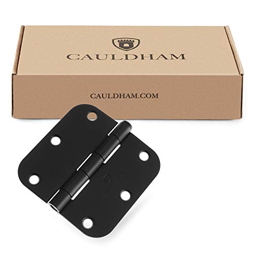 Cauldham (12 Pack) Heavy-Duty 3-1/2" Interior Door Hinges With 5/8" Radius Corners - Black #TOP4