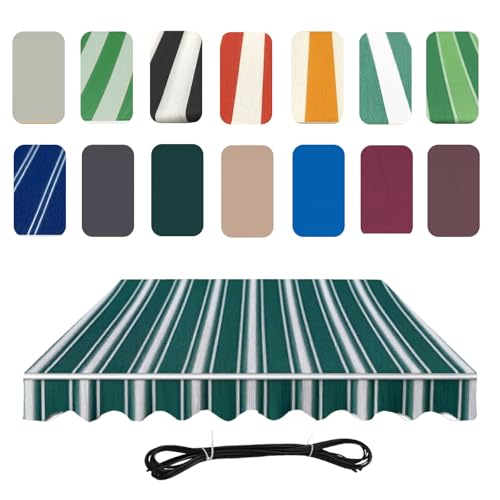 Markisen Ersatzstoff Markisenstoff Markise mit Volant Balkon Markisenbespannung Einziehbar Markisen Markisentuch UV- beständig Wasserabweisend Sonnensegel