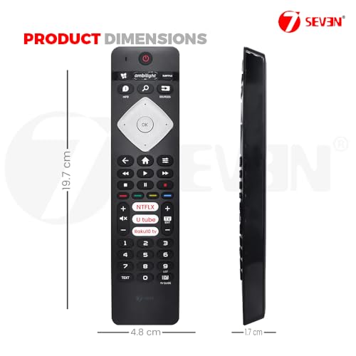 Image of 7SEVEN Compatible with Philips Tv Remote Original Suitable for Smart Android 4K Television with Hotkeys Like Netflix YouTube Rakuten TV and Ambilight