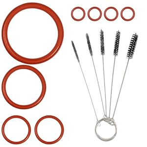 GROVBLE 8 x O-rings seal set, compatible with Philips coffee machines of the 2200 and 3200 series, 5 brushes, for support valve, steam valve, brewing group, outlet valve
