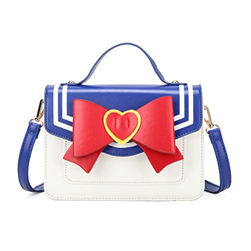 Sunwel Fashion Kawaii Anime Cosplay Sac à main avec nœud Pierre Chaîne Sac à bandoulière (bleu), Bleu vif, Small