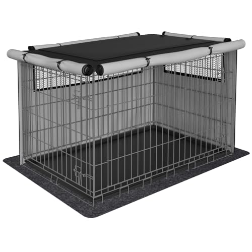 Dog Crate Cover, Pet Cage Cover for Dog Crate – Durable, Comfortable, Ventilated Dog Cage Cover, Fit for 42 inches Wire Dog Crate, Dog Crate Mat Included Dog Crate Cover, Pet Cage Cover for Dog Crate – Durable, Comfortable, Ventilated Dog Cage Cover, Fit for 42 inches Wire Dog Crate, Dog Crate Mat Included