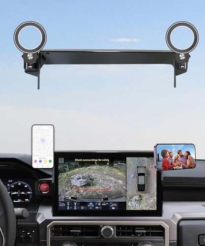 Image of Car Phone Holder for 2024-2026 Toyota Tacoma /2025 4Runner Accessories | 14 Inch Screen Clip-On MagSafe Strong Magnetic Cell Phone Mount, Dual Slots for Driver & Passenger,360 Rotatable Hands-Free