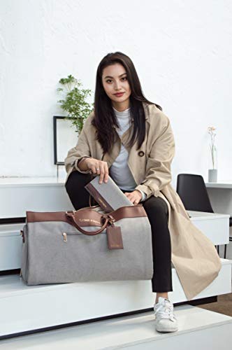 Travel Garment Bag Convertible suit dresses weekender PU leather with shoes compartment shoulder strap overnight carry on duffel bag for woman