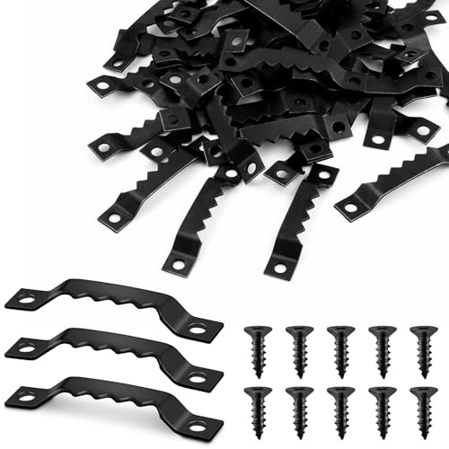 50 Sets Sawtooth Picture Hanger Picture Frame Hangers with Screws for Photos Canvas Clock Wood Frame Hardware Metal Hook Hanging Artwork Home Decoration (Black)