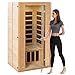 VEVOR Far Infrared Wooden Sauna, Room Home Sauna Spa for 1 to 2 Person, Low EMF Far Infrared Hemlock Wood Sauna with Tempered Glass Door & Multicolor Lamp & Bluetooth Speakers & Chromotherapy Lights,