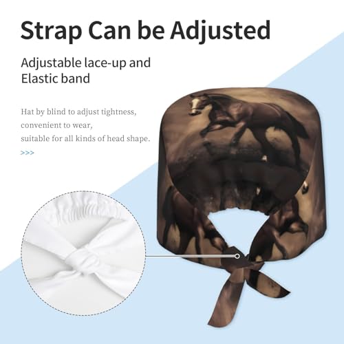 Image of Cute Pug Dog Print Working Cap Scrub Cap with Sweatband,Adjustable Fashion Bandage Tie Back Hat Headwear for Women Men