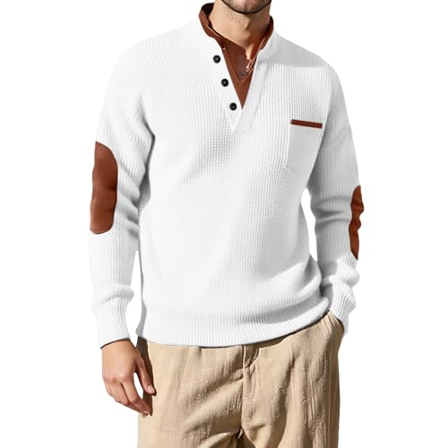 Men's Waffle Sweatshirt Casual Knited Long Sleeve...