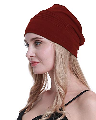 osvyo Bonnet de sommeil souple en satin de bambou doublé de soie pour femme - - Taille Unique Cover