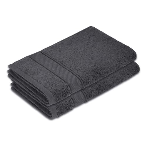 Image of BOUTIQUE LIVING Luxe Loom 100% Cotton 550 GSM Grey Hand Towels - Pack of 2