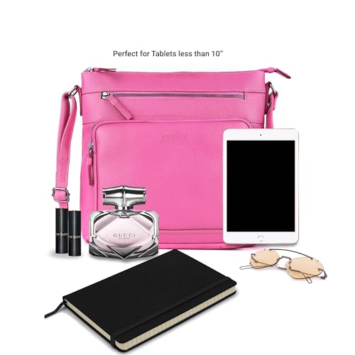 Image of LEDERBUCK Olga Women's Extra-Large Genuine Leather Crossbody Purse - Soft Triple-Zip Shoulder Bag