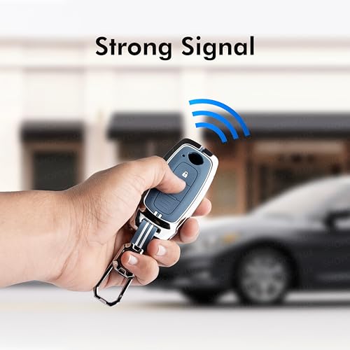 Image of SHOPOFLUX Metal Key Cover Compatible with Nissan Magnite 2 Button Smart Key (Metal Silicone Blue)