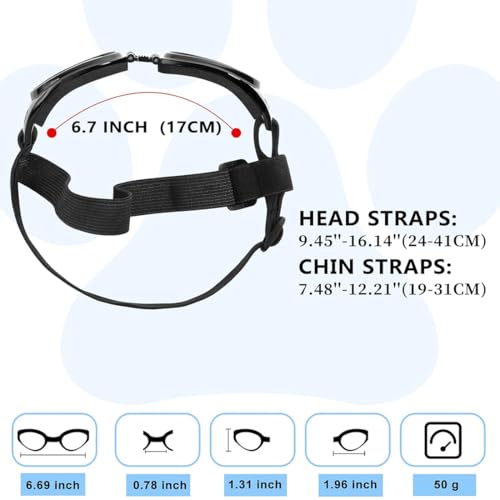 COYUN 2 Stück Sonnenbrille für Hunde, Hundebrille für Kleine Hunde UV Schutz Winddichte Wasserdichter, Haustier Sonnenbrillen mit Einstellbar Gummiband, Schwarz, Rot