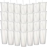 Honeydak 60 Pack Tumbler with Straw and Lid Bulk Cups for Gifts Glitter Plastic Coffee Cups 24-27 oz Reusable Water Bottle Iced Coffee Travel Mug Party Favors for Birthdays Travel (Transparent)