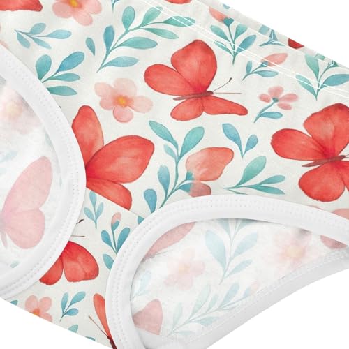 Joisal Fancy Girls Underwear Toddler 2t Cotton Girl Panties Cute Watercolor Red Butterflies Floral Kids Undies Briefs4