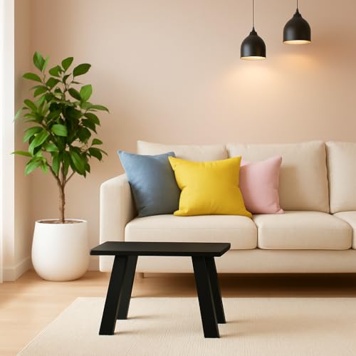 Image of SBF Furniture Mini Rectangle Side Table, 35 cm, Matte Finish, Modern Minimalist Design, 4 Angled Legs (Black)