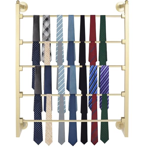 kunghei 5 Tier Wall Mount Tie Rack Scarf Display Belt Pants Hangers Scarves Hijab Stand, Ribbon Organizer Holder Wrapping Paper Spool Storage Towel Rack for Retail Store,Home,Craft Room,Florist
