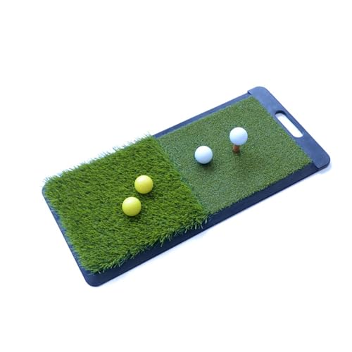 Oyolan Portable Indoor Golf Hitting Mat 60CM×30CM - Long Short Grass 2-in-1, Foldable Practice Pad for Easy Transport Green 60cm * 30cm