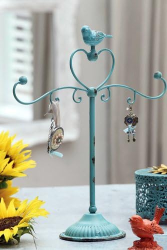 Shabby Cottage Chic Jewelry Holder with Bird
