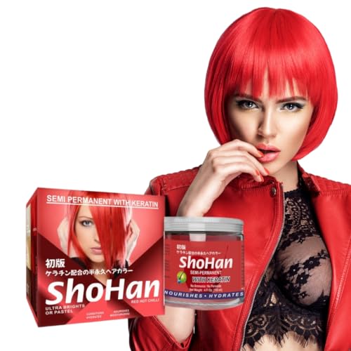 ShoHan Semi Permanent Hair Colour – No Ammonia, No Peroxide, No PPD Hair Dye with Keratin – Soft Pastel Colors – Streak – Strex – Glossy Hair Tint – (Color :- Red) (1) (125gram)