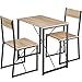 Produktbild tectake Sitzgruppe 3-teilig im Industrie-Design, Essgruppe für 2 Personen aus Holz + Metall, Esstisch mit 2 Stühlen, für Esszimmer Küche, schwarzes Metallgestell (Industrial Holz hell, Eiche Sonoma)
