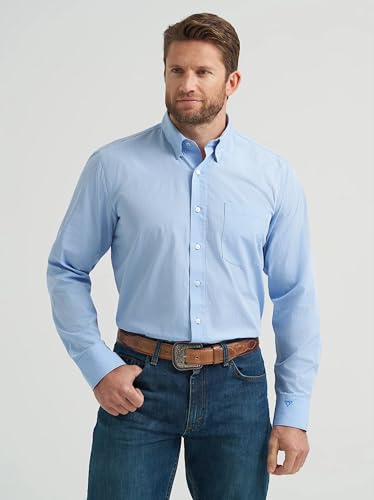 Wrangler Men's Cody Johnson Long Sleeve Button Down Sky Pinstripe Shirt2