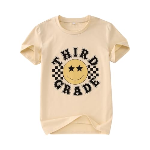 Happy First Day of School Shirt for Girls Boys 1st 3rd 4th Grade T-Shirt Kid Cute Back to School Outfit Tee Tops