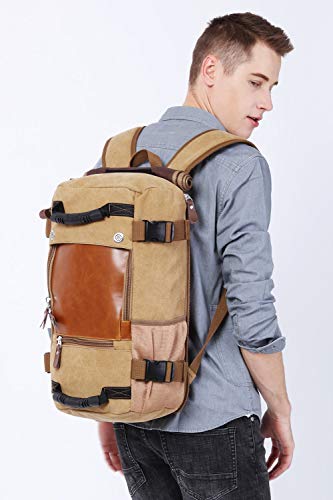 KAKA Travel Duffle Backpack Convertible Carry-On Bag fit 15.6'' Laptop Khiki