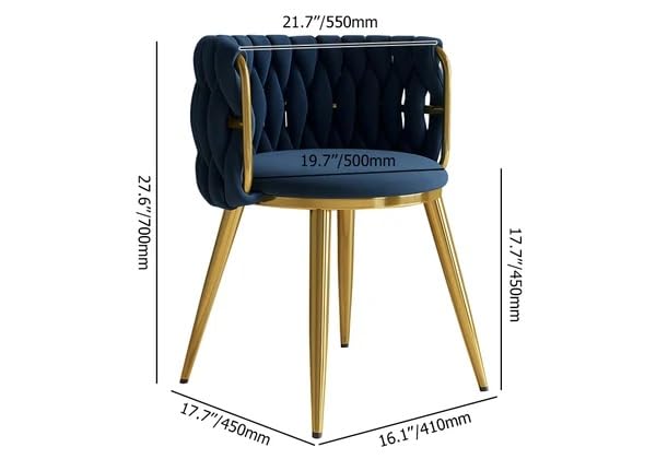 Bharat Bhavishya Living Room, Set of 1, Velvet Makeup Vanity Back Arm,Modern Bedroom Accent, Elegant Comfy Single upholstered Chair with Gold Metal Legs,Easy to Assemble, Blue