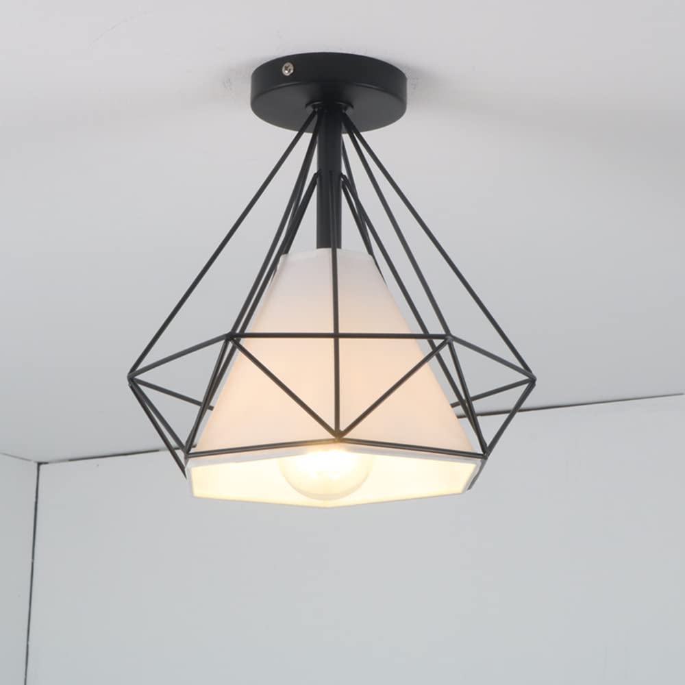 Mengjay Vintage Hallway Ceiling Light, Semi-Flush Mount Bedroom Cloakroom Living Room Ceiling Lamp, Suitable E27 Light Bulb