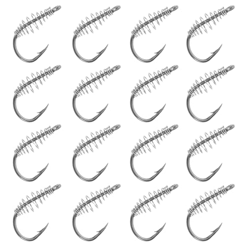 WOONEKY 20 Piezas Anzuelo de Pesca de Carpa Plateada Anzuelos de Pesca de Agua Salada Silver