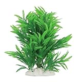 EPIGEIST 人工水草 水槽用 グリーンプラスチック 長葉デザイン セラミックベース付き 耐塩水 淡水 アクアリウム装飾 魚隠れ家 景観レイアウト