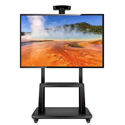 Supporto universale resistente per TV con ripiano portaoggetti e ruote carrello piatto per TV da 32 a 75 pollici supporta 136 kg design elegante nero perfetto per casa o ufficio