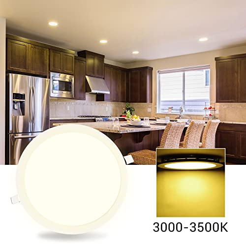 Yescom 6 Inch LED Recessed Light Ultra-thin Ceiling Panel 3000K Wafer Downlight 12W Eqv 100W Warm White 960LM Brightness ROHS Certified