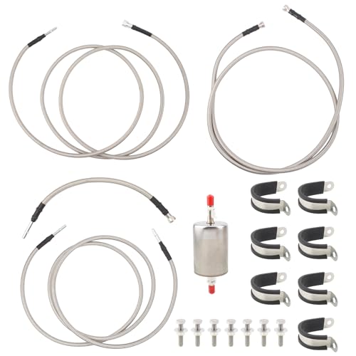 AUTOKAY QFF0012SS Fuel line Quick Fix Braided Lines Ext. Cab Fits for Chevrolet Silverado 1999-2003