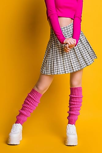 Clothirily Leg Warmers - Fashion Knit Neon Leg Warmers for Women 80s Sports Party Yoga Accessories, Bright Color 6