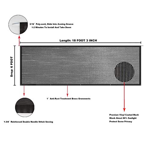 Image of RV Awning Mesh Sun Shade Screen for Motorhome Camper Trailer Sunshade