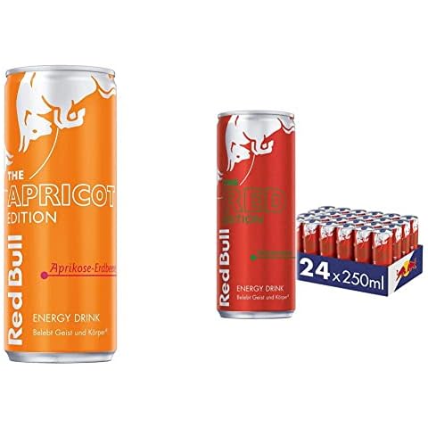 Red Bull Energy Drink Apricot Edition - 24er Palette Dosen - Getränke mit Aprikose-Erdbeer-Geschmack & Energy Drink Red Edition - 24er Palette Dosen - Getränke mit Wassermelone-Geschmack Cover