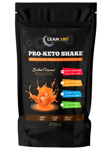 Pro Keto Shake – Best Tasting Low Carb Low Sugar Clean Protein Shake for Keto and all Diets Weight Loss (Salted Caramel)