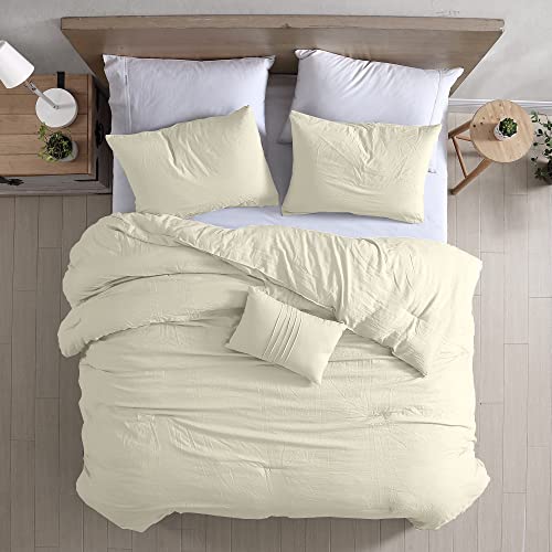 Modern Threads - Down Alternative Brushed Microfiber - Elegant All Season Bedspread Set - Includes Comforter, Shams, & Decorative Pillow - Luxurious Bedding - Coconut Queen #TOP2