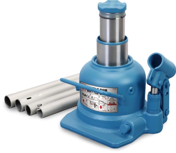TH810002 10 Ton (125-215mm) Hydraulic Bottle Jack with Dual Piston, Ultra Low Profile for Car Repair and Lifting, Double Bouquet Ultra Low Profile, Blue
