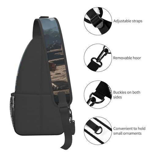 Mochila Crossbody de Pecho Diagonal Negro miniatura 4
