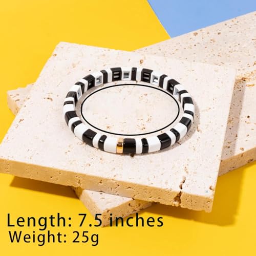 Pulsera de cuentas elástica cómoda que no aprieta la muñeca con diseño de arco iris boho 5