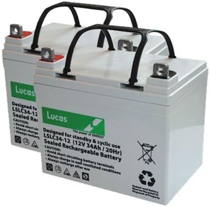 2 x LUCAS 12V 34ah (as 33-35ah) RECHARGEABLE MOBILITY SCOOTER BATTERIES ...