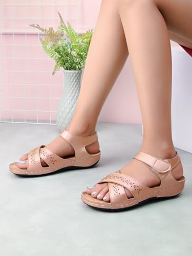 Image of XE Looks Doctor Sole Laser Cut Cross Strap and Trendy Sandals For Women
