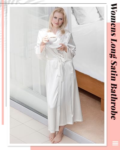 Image of Xtinmee 6 /12pcs Long Satin Kimono Robe, Sleepwear | Bridesmaid Bathrobes, Full Length Loungewear, Silky Cover up, Wedding, Japanese style, Gift-Ready,Bridal Party, Robe Set