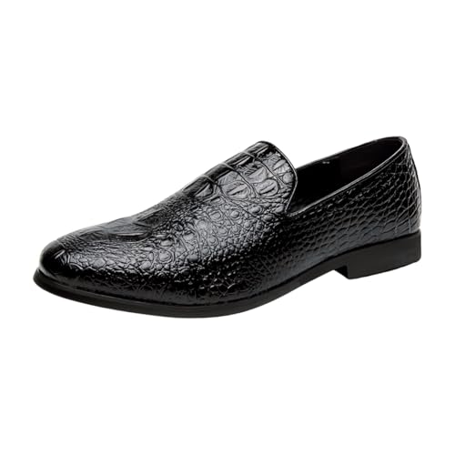 Santimon Men's Crocodile Pattern Slip-On Loafer Shoes for Men Fashion Dress Shoes Tuxedo Shoes