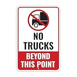 1PC No Delivery Trucks Beyond This Point Sign, 18 x 12 Inches - Aluminum - No Vehicles Beyond This Point Driveway Sign