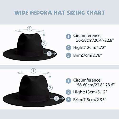 Sajuzen Womens & Mens Fedora Hats, Wide Brim Fedora Hats For Women Men #TOP1